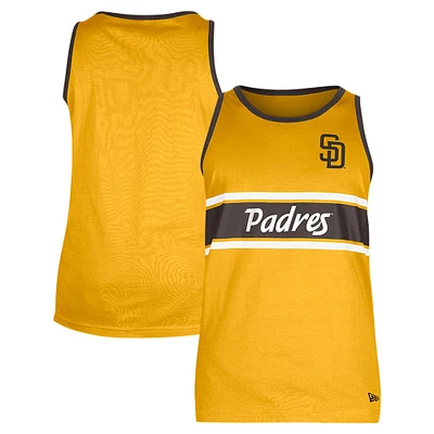 Men's New Era Gold San Diego Padres Jersey Ringer Tank Top