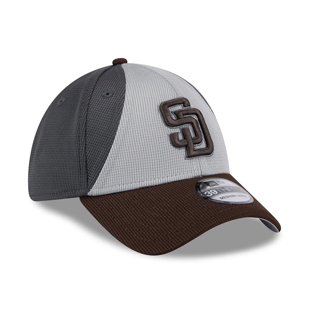 Men's New Era  Gray/Brown San Diego Padres 2025 Batting Practice 39THIRTY Flex Hat