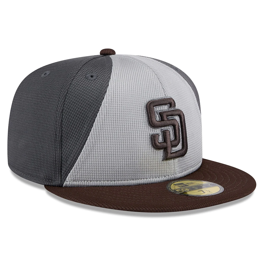 Men's New Era  Gray/Brown San Diego Padres 2025 Batting Practice 59FIFTY Fitted Hat