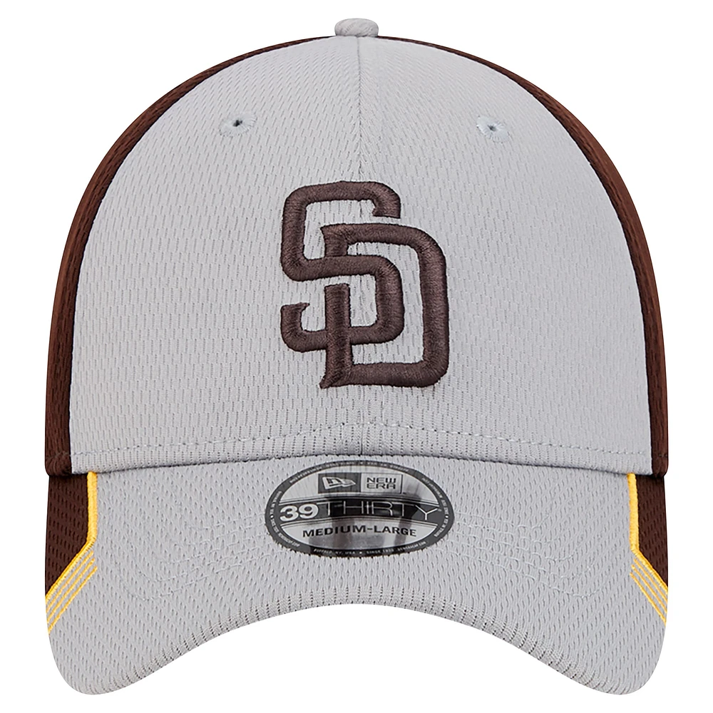 Men's New Era Gray/Brown San Diego Padres Visor Trim 39THIRTY Flex Hat