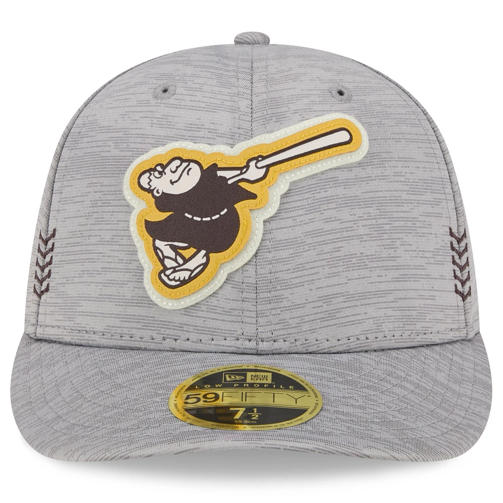 Casquette ajustée 59FIFTY à profil bas San Diego Padres 2024 Clubhouse New Era pour hommes, grise