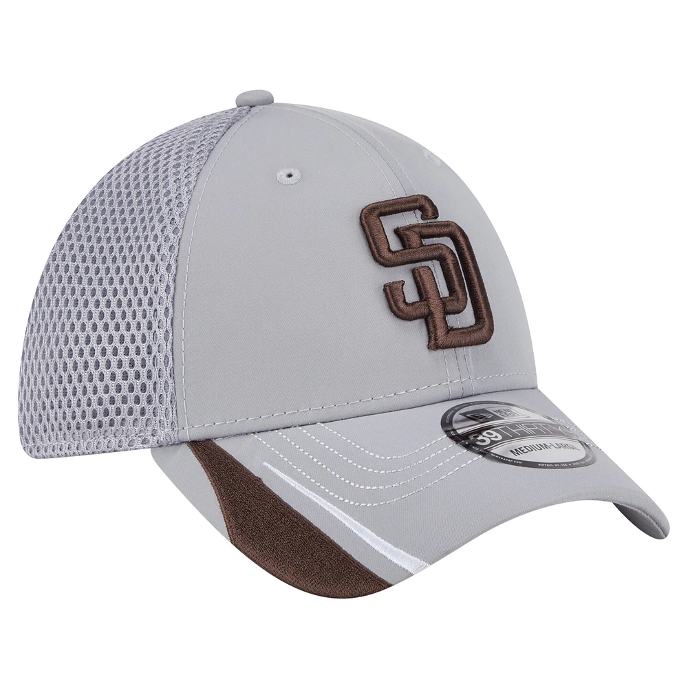 Men's New Era  Gray San Diego Padres Linear 39THIRTY Flex-Fit Hat