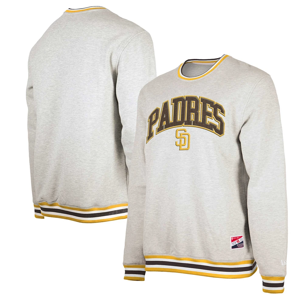 Men's New Era Heather Gray San Diego Padres Throwback Classic Pullover Sweatshirt