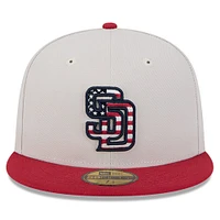 Men's New Era  Khaki/Red San Diego Padres 2024 Fourth of July 59FIFTY Fitted Hat