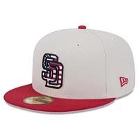 Men's New Era  Khaki/Red San Diego Padres 2024 Fourth of July 59FIFTY Fitted Hat