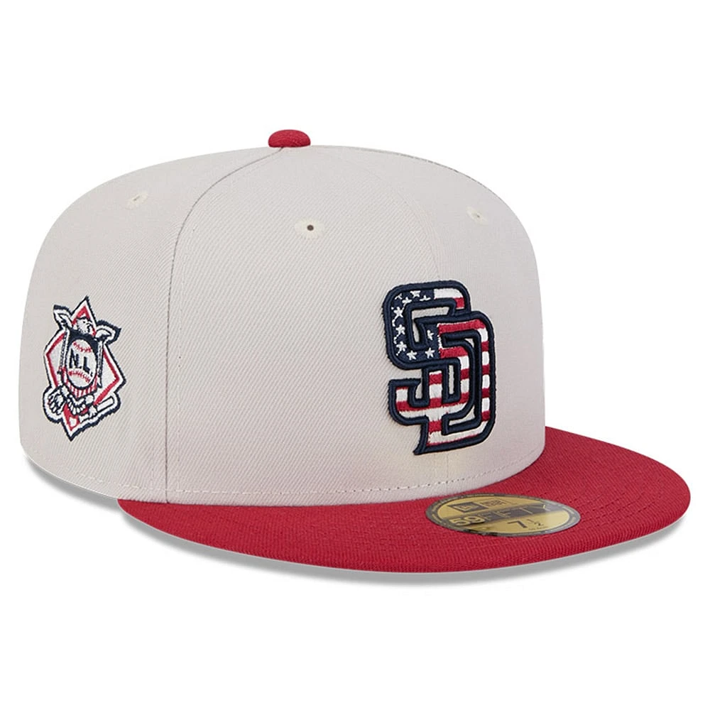 Men's New Era  Khaki/Red San Diego Padres 2024 Fourth of July 59FIFTY Fitted Hat