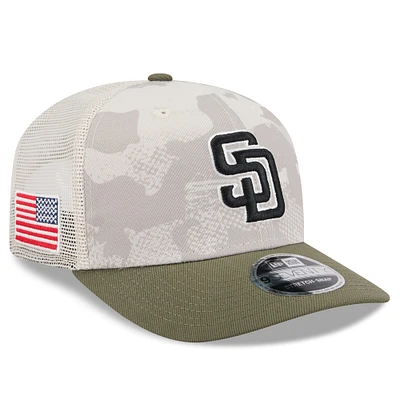 Men's New Era Light Beige/Olive San Diego Padres 2025 Armed Forces Day 9SEVENTY Stretch-Snap Hat
