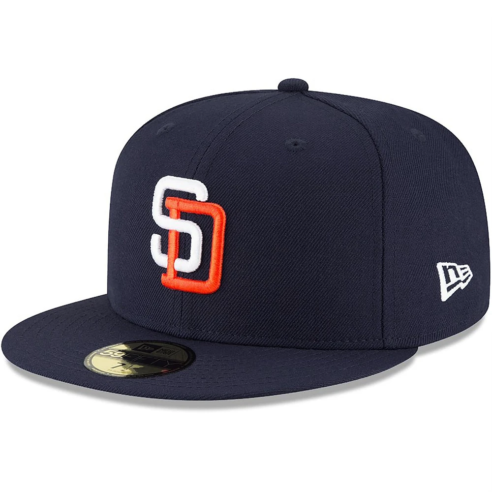 Casquette ajustée 59FIFTY en laine San Diego Padres Cooperstown Collection pour homme New Era bleu marine