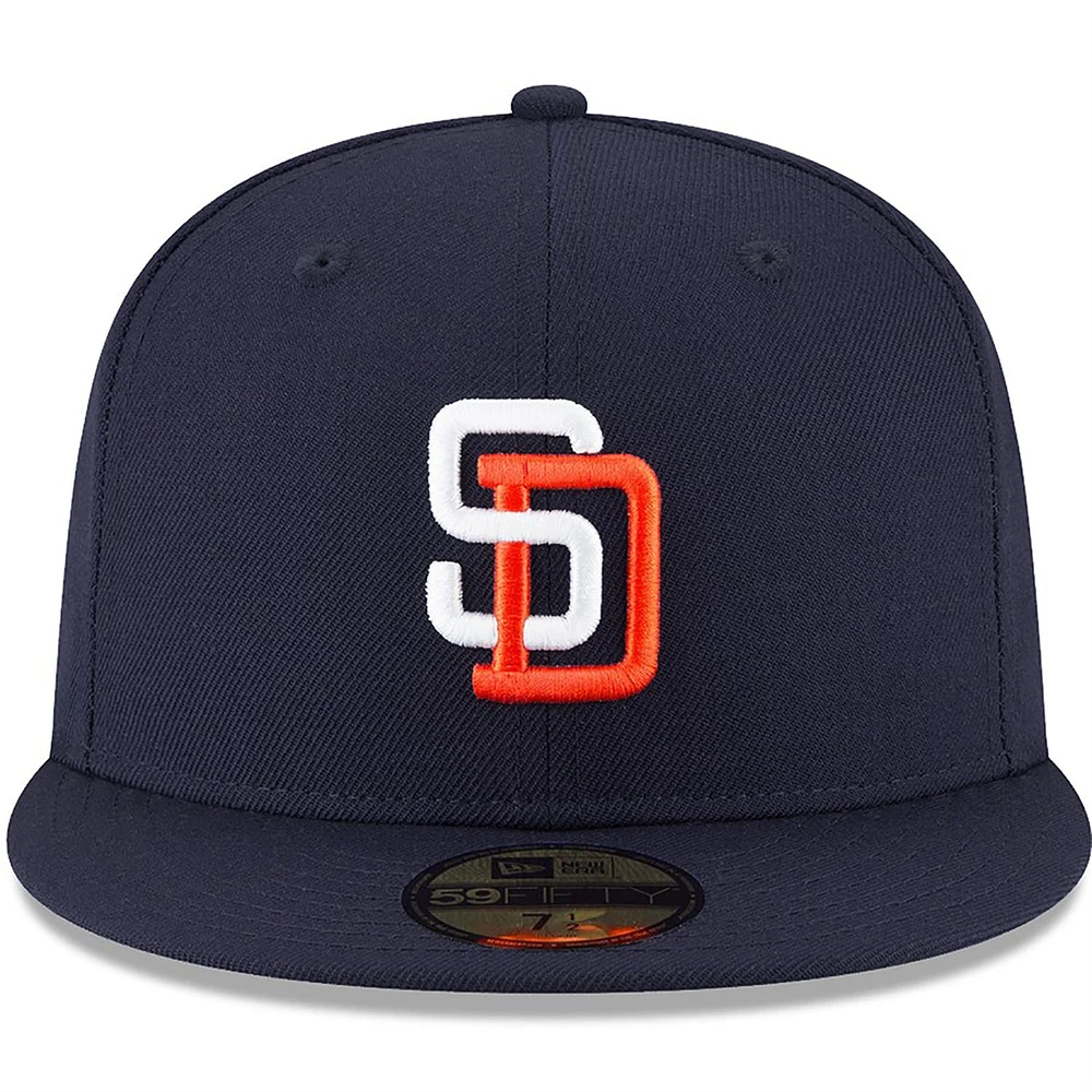 Casquette ajustée 59FIFTY en laine San Diego Padres Cooperstown Collection pour homme New Era bleu marine