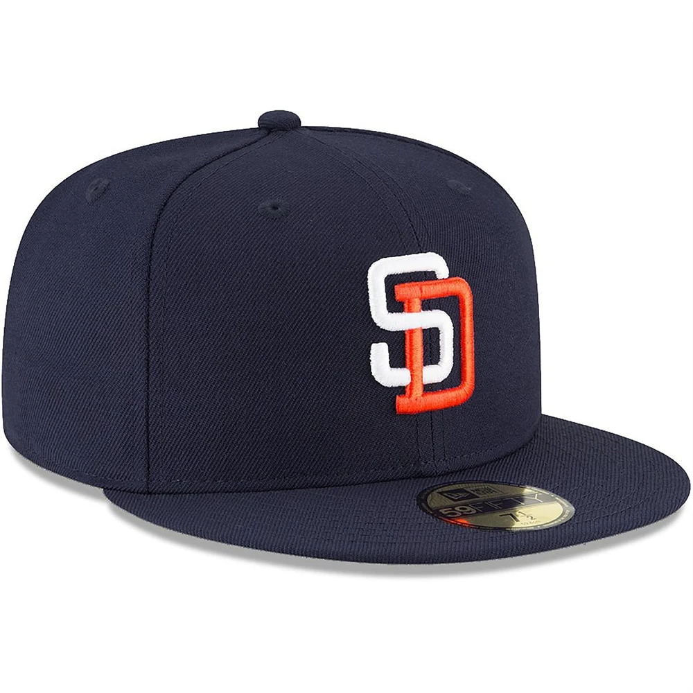 Casquette ajustée 59FIFTY en laine San Diego Padres Cooperstown Collection pour homme New Era bleu marine