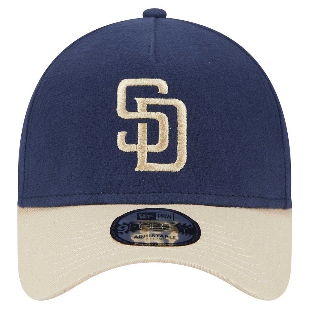 Men's New Era Navy San Diego Padres Moleskin Crown A-Frame 9FORTY Adjustable Hat