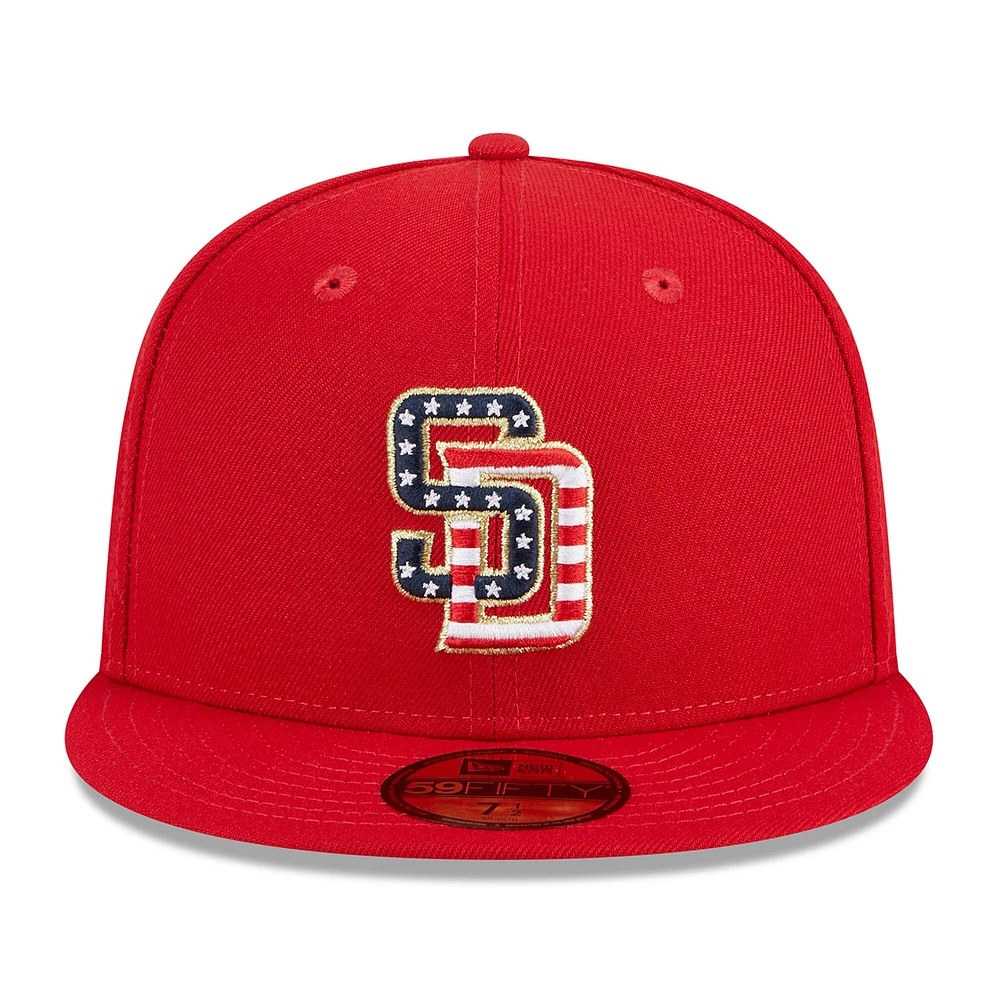 Casquette ajustée New Era San Diego Padres 2023 Fourth of July 59FIFTY rouge pour homme