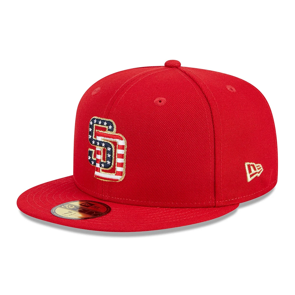 Casquette ajustée New Era San Diego Padres 2023 Fourth of July 59FIFTY rouge pour homme