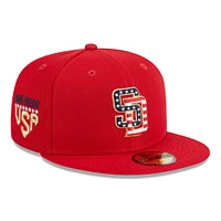 Casquette ajustée New Era San Diego Padres 2023 Fourth of July 59FIFTY rouge pour homme