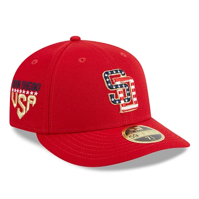 Casquette ajustée 59FIFTY à profil bas rouge San Diego Padres 2023 Fourth of July New Era pour homme