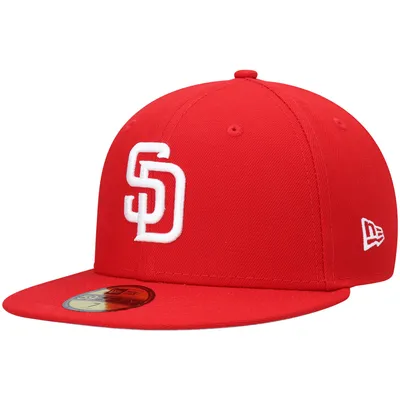 San Diego Padres New Era White Logo 59FIFTY Fitted Hat - Red
