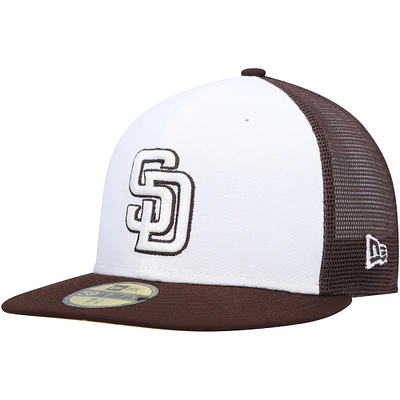 Casquette ajustée 59FIFTY pour entraînement au bâton sur le terrain San Diego Padres 2023 New Era homme, blanc/marron