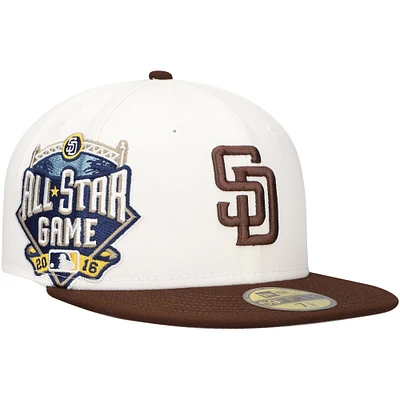 Casquette ajustée 59FIFTY New Era pour hommes des San Diego Padres Major Sidepatch blanc/marron