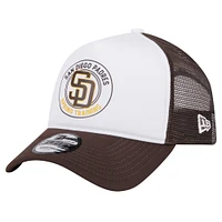 Casquette réglable New Era pour hommes, blanc/marron, San Diego Padres Spring Training Circle Foam A-Frame 9FORTY Trucker