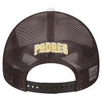 Casquette réglable New Era pour hommes, blanc/marron, San Diego Padres Spring Training Circle Foam A-Frame 9FORTY Trucker