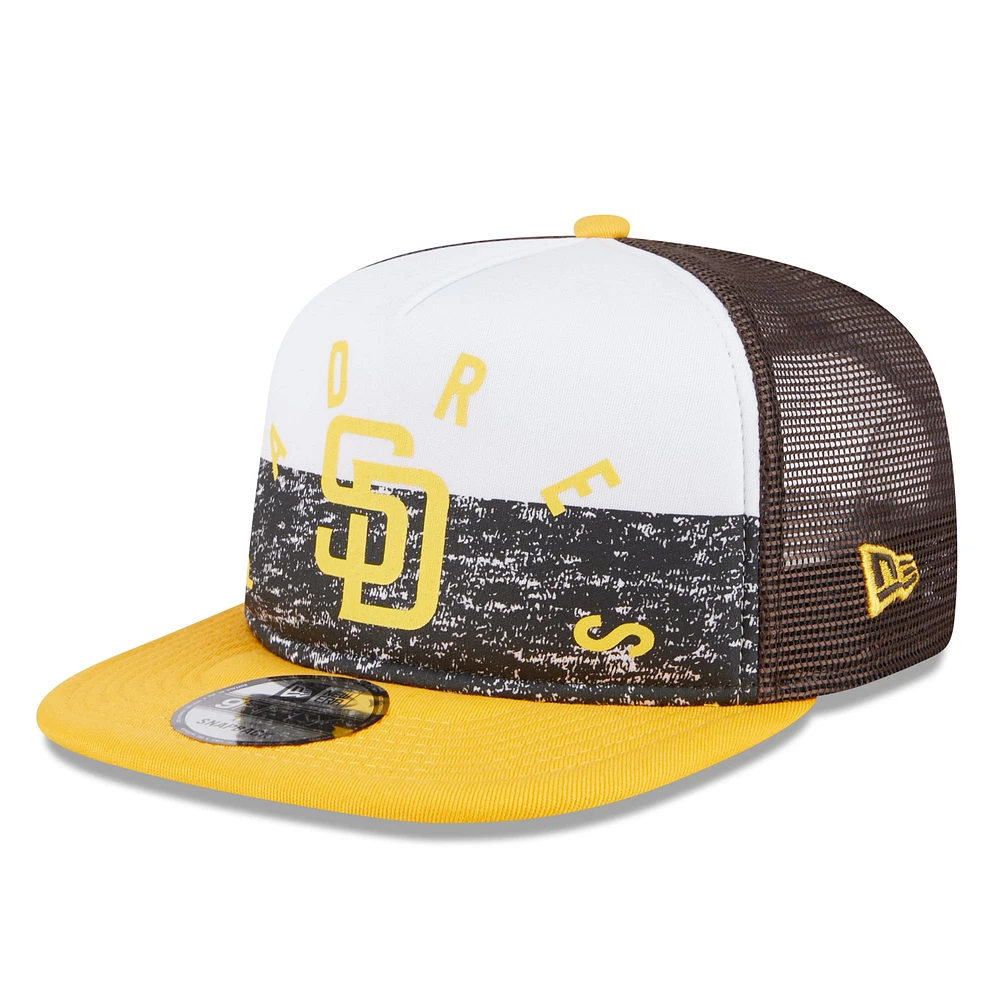 Men's New Era White/Gold San Diego Padres Team Foam Front A-Frame Trucker 9FIFTY Snapback Hat