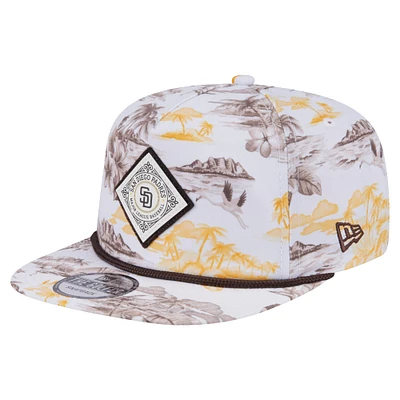 Men's New Era White San Diego Padres Printed Island Golfer Snapback Hat