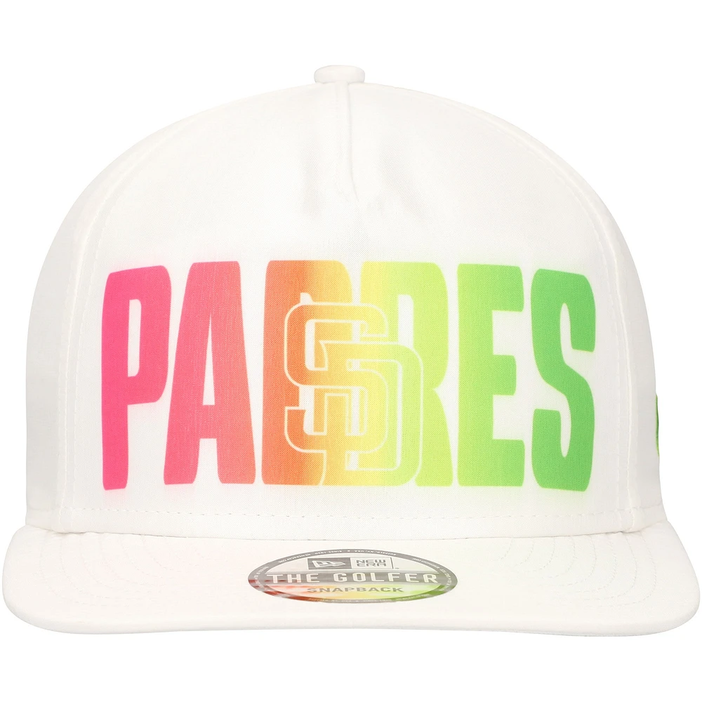 Men's New Era White San Diego Padres Spring Spectrum Golfer Snapback Hat