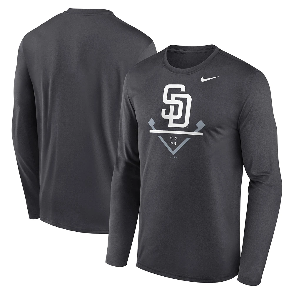 T-shirt à manches longues Nike Performance San Diego Padres Icon Legend anthracite pour homme