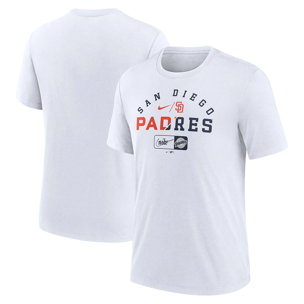 Men's Nike Ash San Diego Padres Rewind Review Slash Tri-Blend T-Shirt