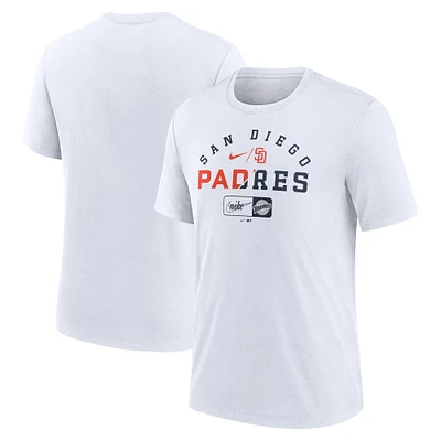 Men's Nike Ash San Diego Padres Rewind Review Slash Tri-Blend T-Shirt