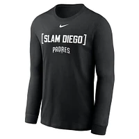 T-shirt à manches longues Nike noir pour homme avec surnom local des Padres de San Diego