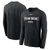 T-shirt à manches longues Nike noir pour homme avec surnom local des Padres de San Diego