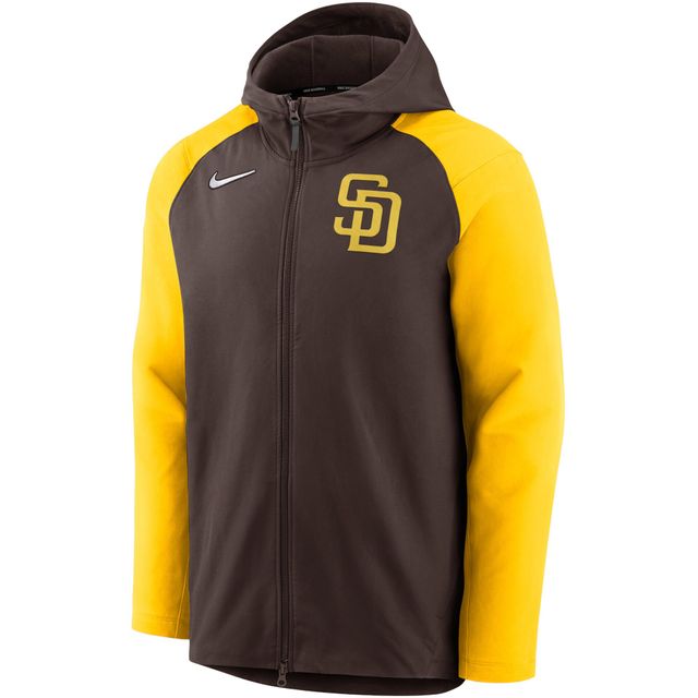 Homme Nike Marron/Or San Diego Padres Authentic Collection Joueur - Veste à capuche entièrement zippée