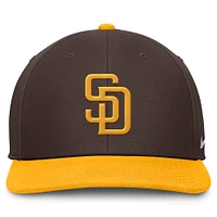 Casquette Nike Pro Performance Snapback marron/doré pour homme des San Diego Padres
