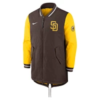 Veste entièrement zippée Nike marron San Diego Padres Authentic Collection Dugout Performance pour homme