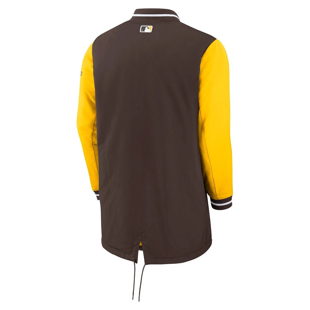 Veste entièrement zippée Nike marron San Diego Padres Authentic Collection Dugout Performance pour homme