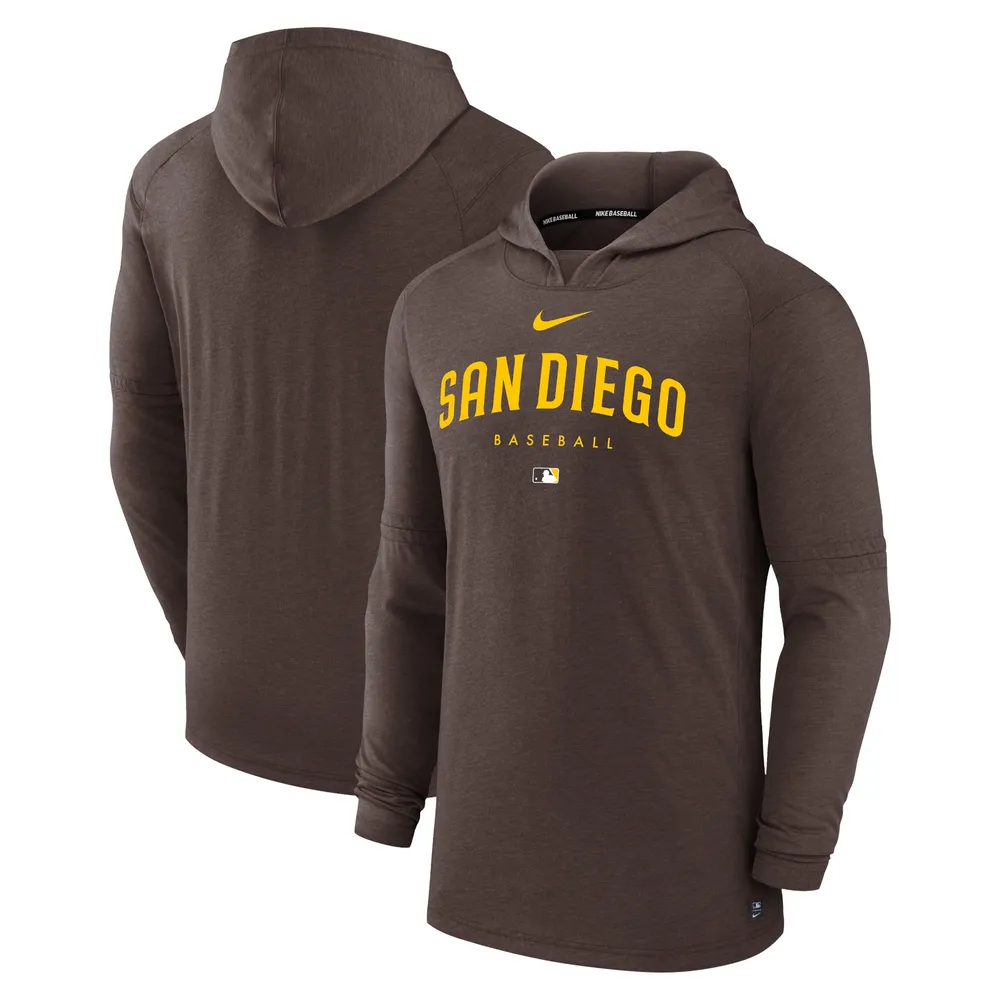 Men's Nike Brown San Diego Padres Authentic Collection Early Work Tri-Blend Performance Pullover Hoodie