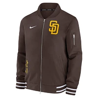 Blouson aviateur entièrement zippé Nike marron San Diego Padres Authentic Collection pour homme