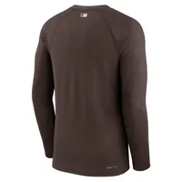 Men's Nike Brown San Diego Padres Authentic Collection Game Raglan Performance Long Sleeve T-Shirt