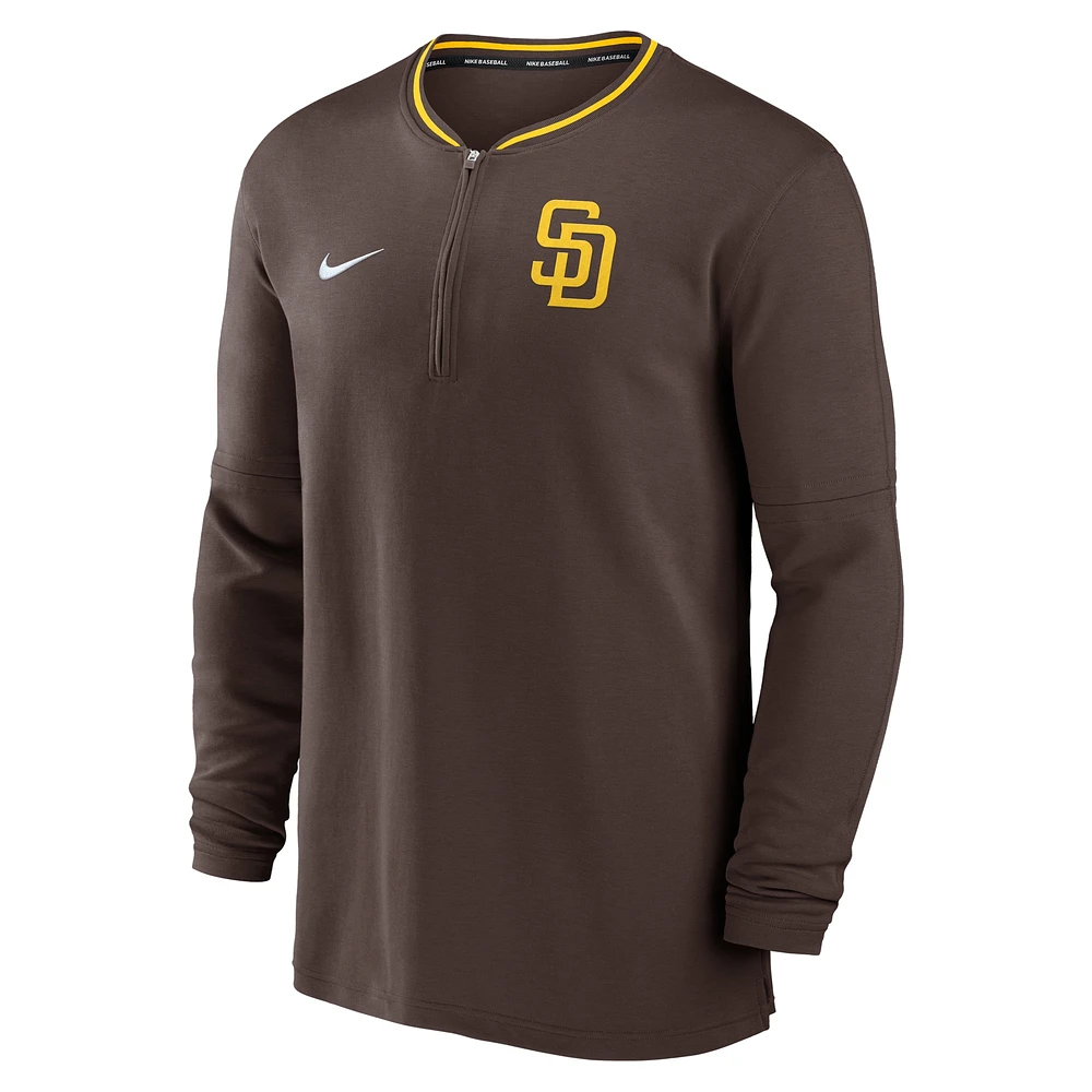 Men's Nike Brown San Diego Padres Authentic Collection Performance Half-Zip Top