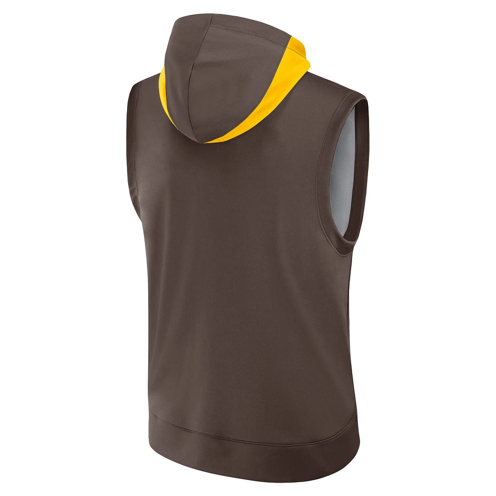 Men's Nike Brown San Diego Padres Authentic Collection Performance Sleeveless Pullover Hoodie
