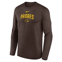 T-shirt à manches longues Nike marron San Diego Padres Authentic Collection Practice Performance pour homme