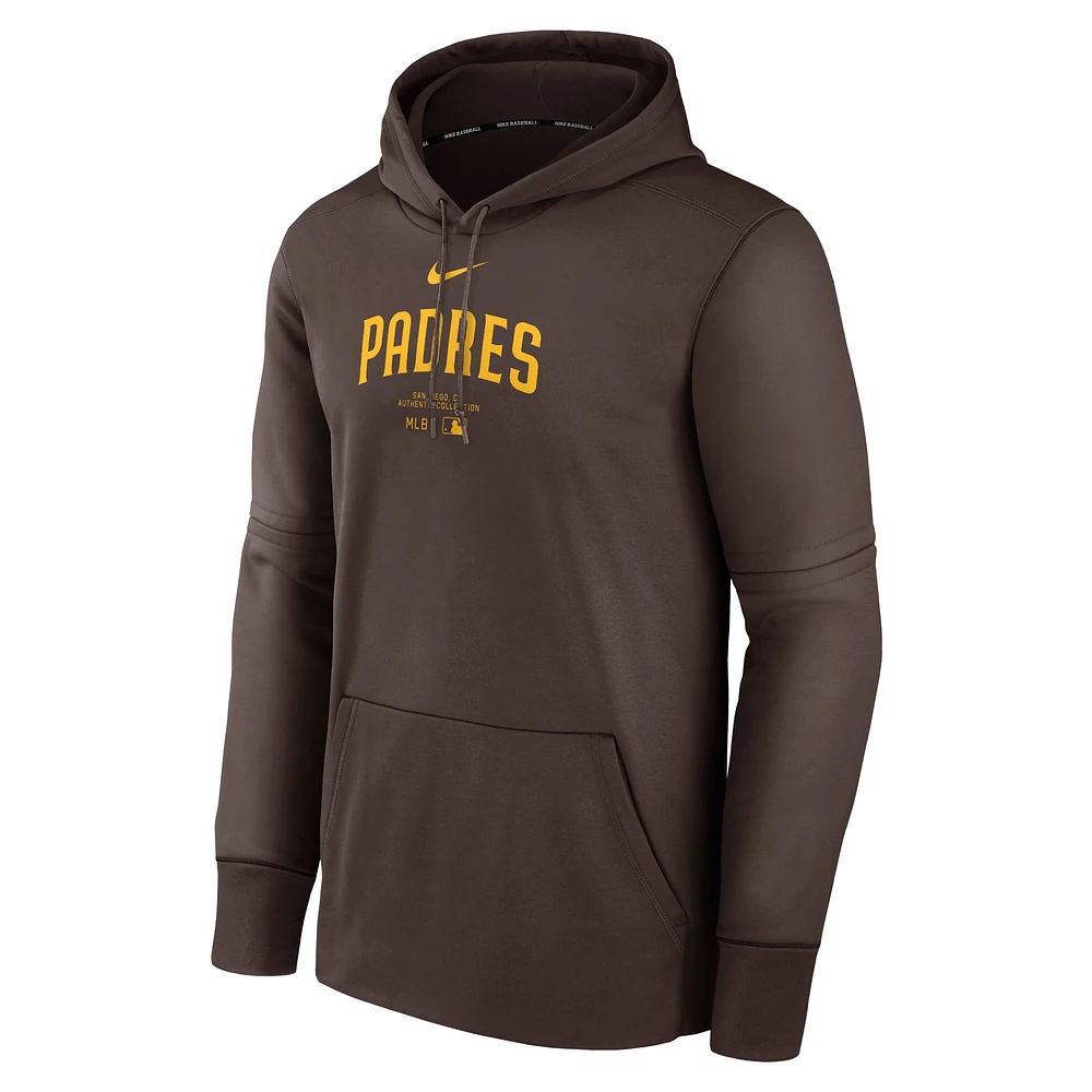 Men's Nike Brown San Diego Padres Authentic Collection Practice Performance Pullover Hoodie