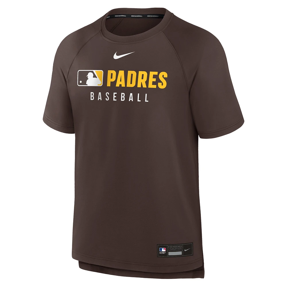 Men's Nike Brown San Diego Padres Authentic Collection Pregame Raglan Performance T-Shirt