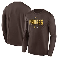 T-shirt à manches longues Nike San Diego Padres Authentic Collection Team Logo Legend Performance pour homme, marron