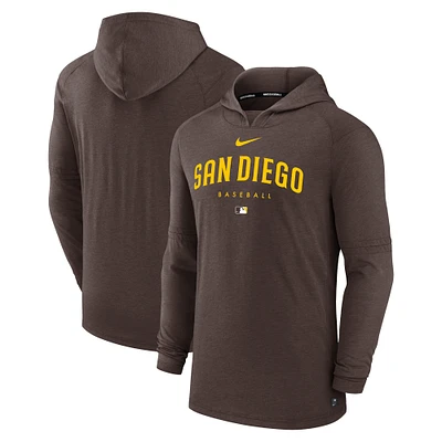 Sweat à capuche enfiler triple mélange Performance Nike San Diego Padres Authentic Collection pour homme, marron