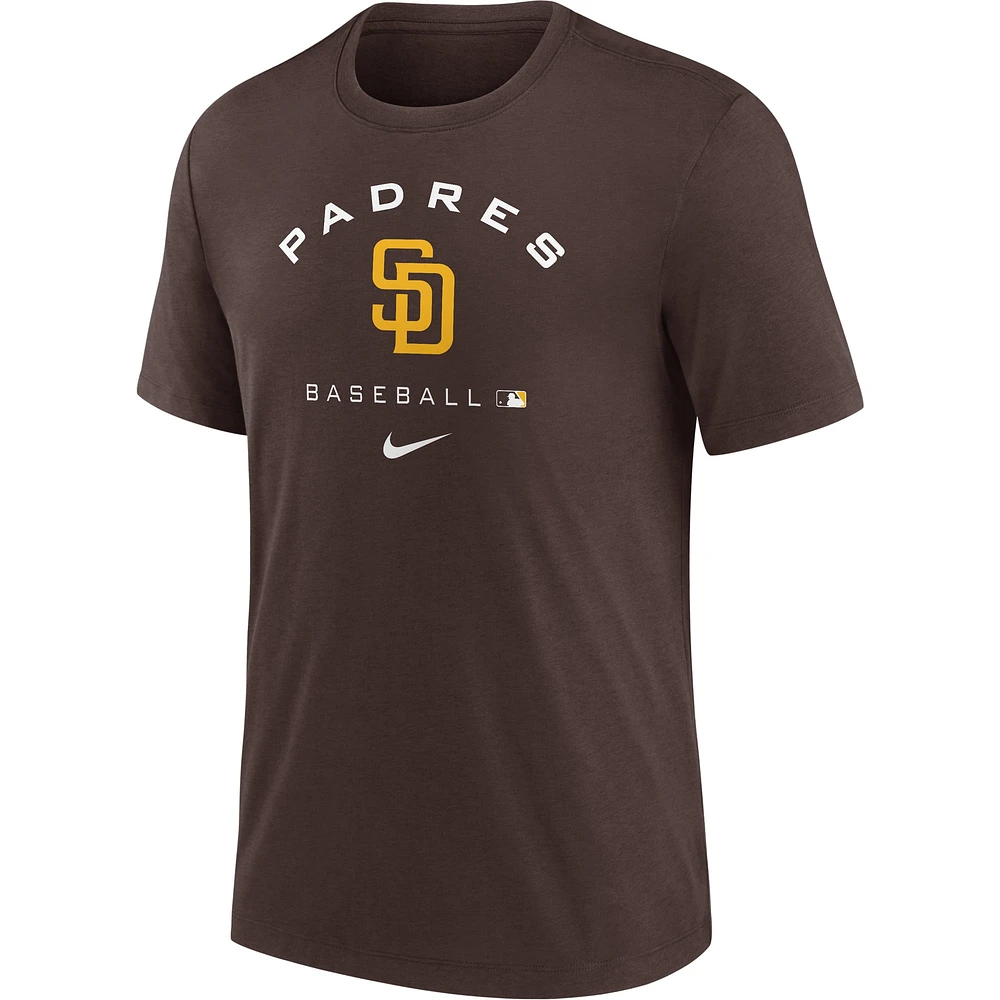 Men's Nike Brown San Diego Padres Authentic Collection Tri-Blend Performance T-Shirt