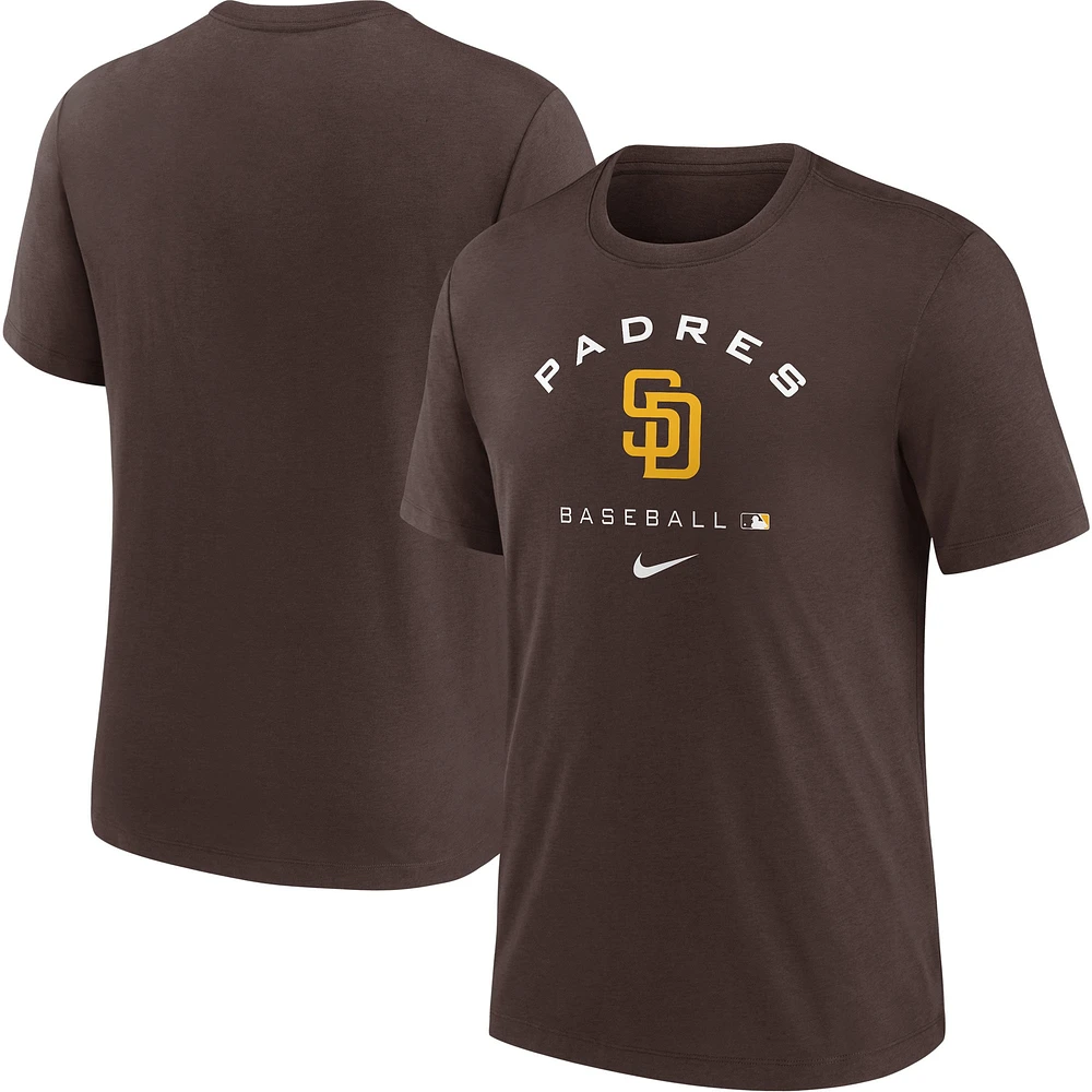 T-shirt Nike marron San Diego Padres Authentic Collection Tri-Blend Performance pour homme