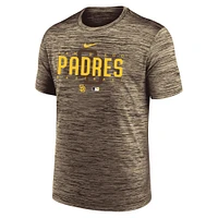 T-shirt d'entraînement Velocity Performance Nike San Diego Padres Authentic Collection marron pour homme