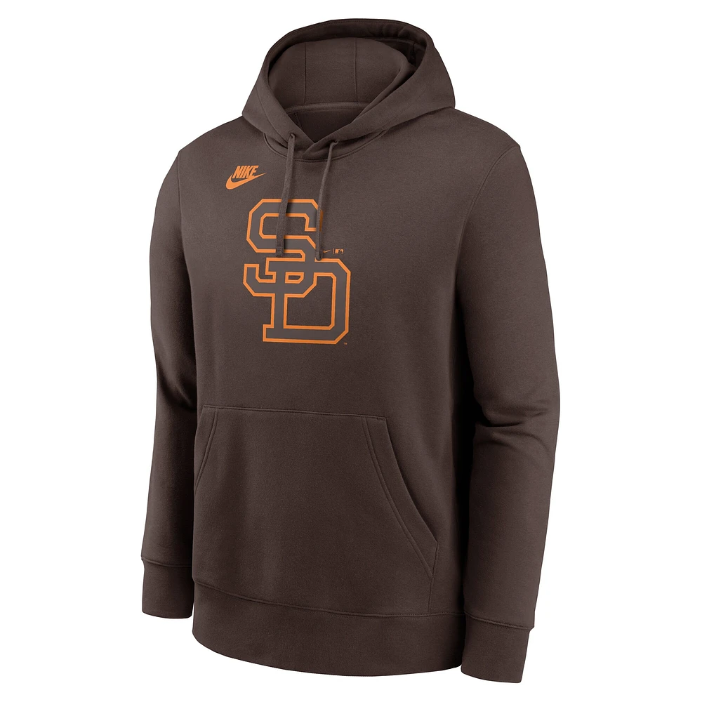 Men's Nike Brown San Diego Padres Cooperstown Collection Logo Club Pullover Hoodie